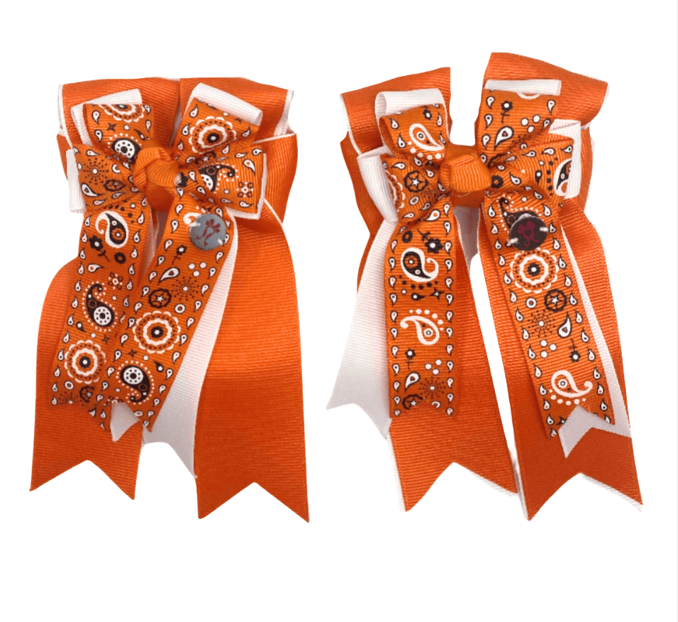 Ponytail Bows Online 3" Tails PonyTail Bows- Orange Bandana equestrian team apparel online tack store mobile tack store custom farm apparel custom show stable clothing equestrian lifestyle horse show clothing riding clothes PonyTail Bows- Orange Bandana horses equestrian tack store