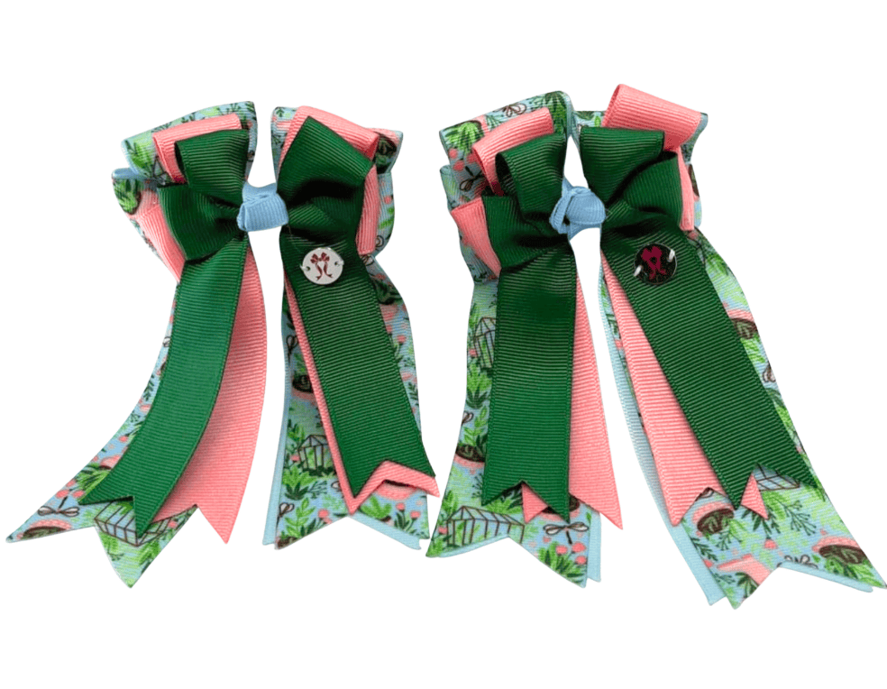 Ponytail Bows Online 3" Tails Garden Party - Hunter Green PonyTail Bows equestrian team apparel online tack store mobile tack store custom farm apparel custom show stable clothing equestrian lifestyle horse show clothing riding clothes Garden Party - Hunter Green PonyTail Bows horses equestrian tack store
