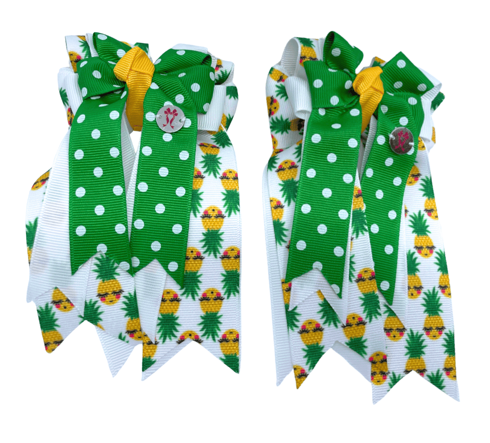 Ponytail Bows Online 3" Tails Pineapple Party PonyTail Bows equestrian team apparel online tack store mobile tack store custom farm apparel custom show stable clothing equestrian lifestyle horse show clothing riding clothes Pineapple Party PonyTail Bows horses equestrian tack store