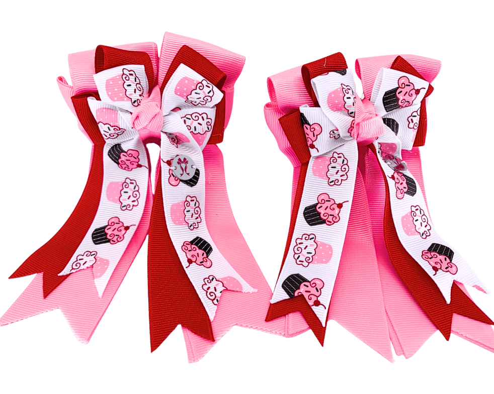 Ponytail Bows Online 3" Tails PonyTail Bows- Cupcake Party equestrian team apparel online tack store mobile tack store custom farm apparel custom show stable clothing equestrian lifestyle horse show clothing riding clothes PonyTail Bows- Cupcake Party horses equestrian tack store