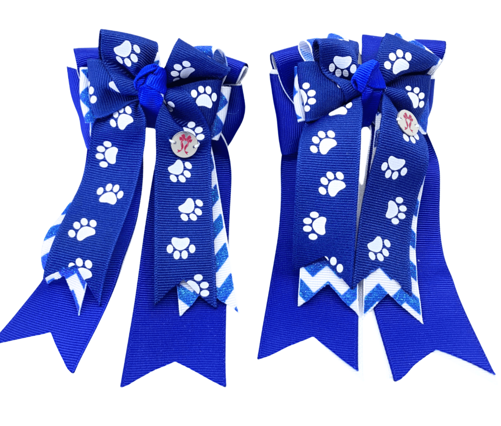 Ponytail Bows Online 3" Tails PonyTail Bows- Chevron (Paws/Royal) equestrian team apparel online tack store mobile tack store custom farm apparel custom show stable clothing equestrian lifestyle horse show clothing riding clothes PonyTail Bows- Chevron (Paws/Royal) horses equestrian tack store