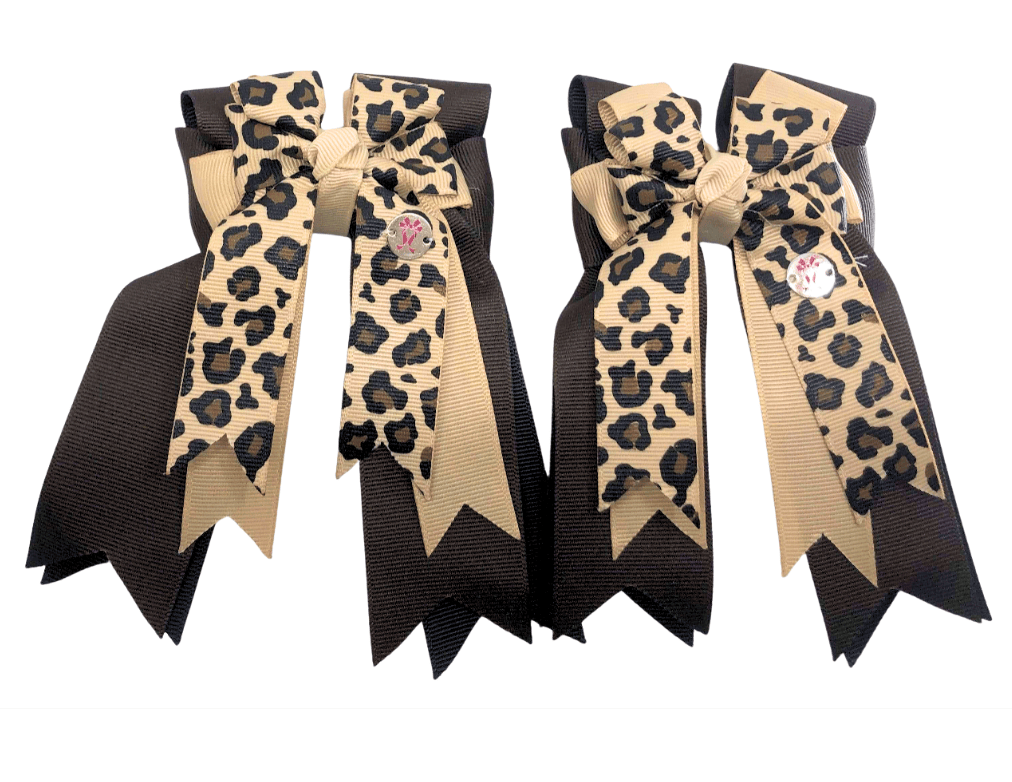 Ponytail Bows Online 3" Tails Leopard PonyTail Bows equestrian team apparel online tack store mobile tack store custom farm apparel custom show stable clothing equestrian lifestyle horse show clothing riding clothes Leopard PonyTail Bows horses equestrian tack store