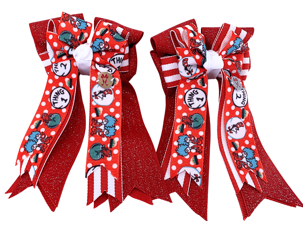 Ponytail Bows Online 3" Tails PonyTail Bows- Thing 1 & Thing 2 equestrian team apparel online tack store mobile tack store custom farm apparel custom show stable clothing equestrian lifestyle horse show clothing riding clothes PonyTail Bows- Thing 1 & Thing 2 horses equestrian tack store