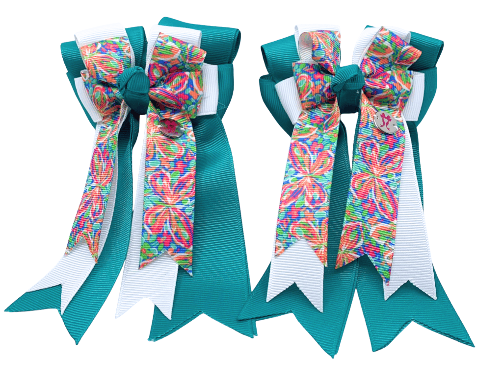 Ponytail Bows Online 3" Tails PonyTail Bows- Teal Butterfly equestrian team apparel online tack store mobile tack store custom farm apparel custom show stable clothing equestrian lifestyle horse show clothing riding clothes PonyTail Bows- Teal Butterfly horses equestrian tack store