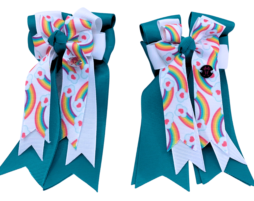 Ponytail Bows Online 3" Tails PonyTail Bows- Care Bear Teal equestrian team apparel online tack store mobile tack store custom farm apparel custom show stable clothing equestrian lifestyle horse show clothing riding clothes PonyTail Bows- Care Bear Teal horses equestrian tack store