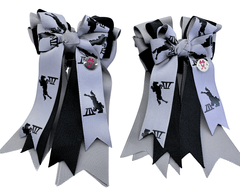 Ponytail Bows Online 3" Tails PonyTail Bows- Show Jumping Gray equestrian team apparel online tack store mobile tack store custom farm apparel custom show stable clothing equestrian lifestyle horse show clothing riding clothes PonyTail Bows- Show Jumping Gray horses equestrian tack store