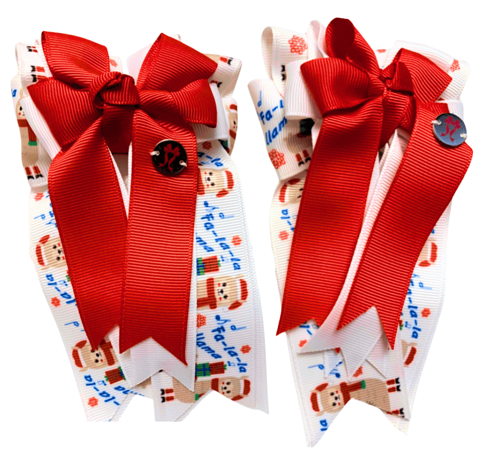 Ponytail Bows Online 3" Tails Red Fa-la-llama PonyTail Bows equestrian team apparel online tack store mobile tack store custom farm apparel custom show stable clothing equestrian lifestyle horse show clothing riding clothes Red Fa-la-llama PonyTail Bows horses equestrian tack store