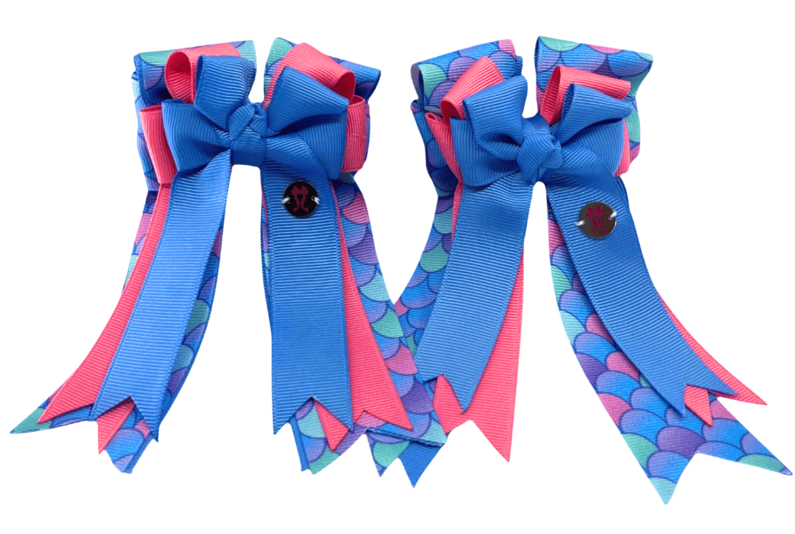 Ponytail Bows Online 3" Tails PonyTail Bows- Under the Sea (Blue/Pink) equestrian team apparel online tack store mobile tack store custom farm apparel custom show stable clothing equestrian lifestyle horse show clothing riding clothes PonyTail Bows- Under the Sea (Blue/Pink) horses equestrian tack store