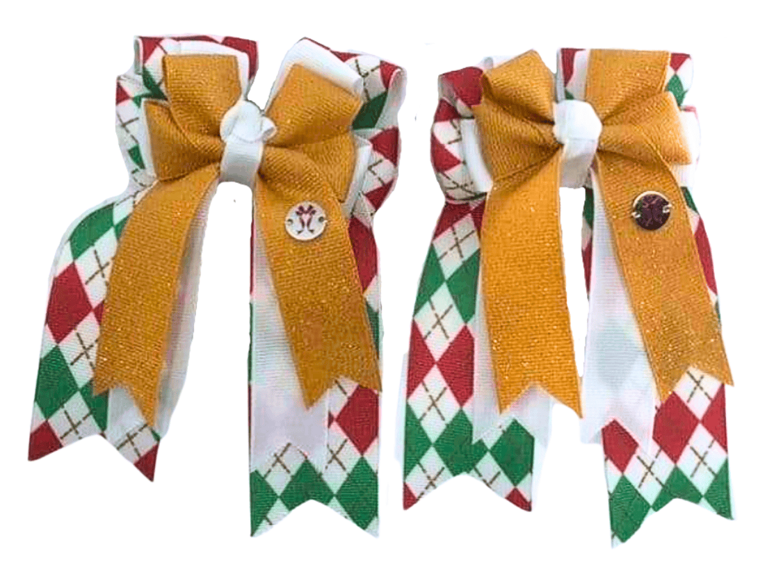 Ponytail Bows Online 3" Tails Argyle Plaid PonyTail Bows equestrian team apparel online tack store mobile tack store custom farm apparel custom show stable clothing equestrian lifestyle horse show clothing riding clothes Argyle Plaid PonyTail Bows horses equestrian tack store