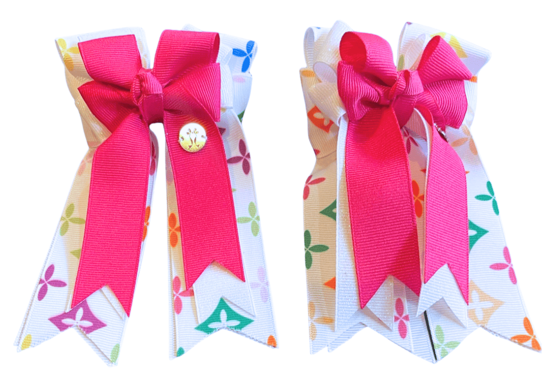 Ponytail Bows Online 3" Tails PonyTail Bows- Hot Pink LV Base equestrian team apparel online tack store mobile tack store custom farm apparel custom show stable clothing equestrian lifestyle horse show clothing riding clothes PonyTail Bows- Hot Pink LV Base horses equestrian tack store