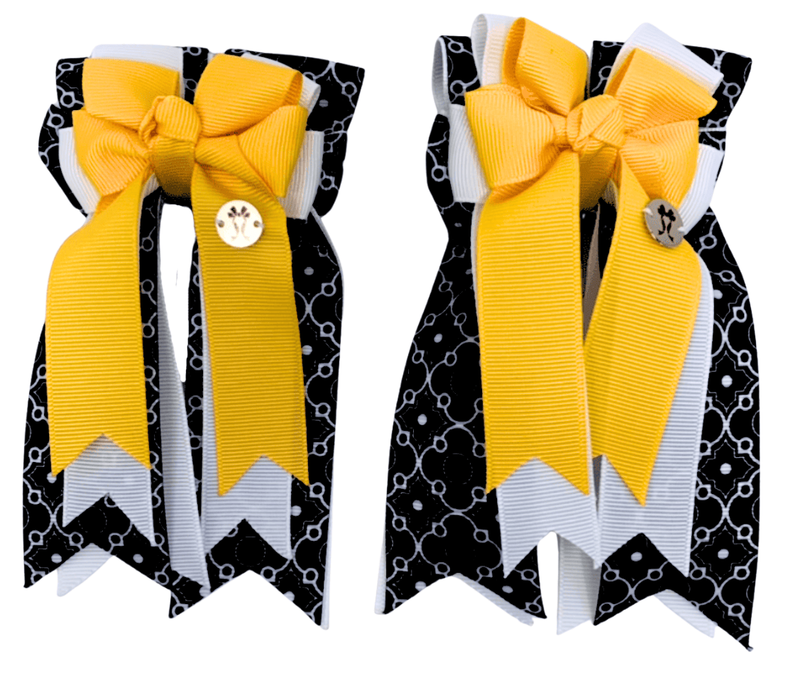 Ponytail Bows Online 3" Tails PonyTail Bows- Dazzle Yellow equestrian team apparel online tack store mobile tack store custom farm apparel custom show stable clothing equestrian lifestyle horse show clothing riding clothes PonyTail Bows- Dazzle Yellow horses equestrian tack store