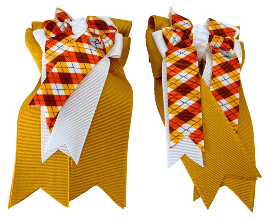 Ponytail Bows Online 3" Tails Falling In Gold PonyTail Bows equestrian team apparel online tack store mobile tack store custom farm apparel custom show stable clothing equestrian lifestyle horse show clothing riding clothes Falling In Gold PonyTail Bows horses equestrian tack store