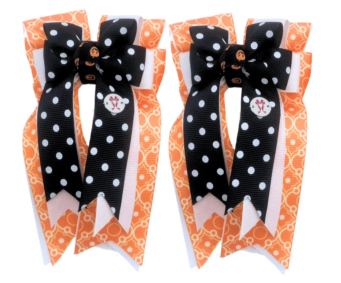 Ponytail Bows Online 3" Tails Pumpkin Surprise knot PonyTail Bows equestrian team apparel online tack store mobile tack store custom farm apparel custom show stable clothing equestrian lifestyle horse show clothing riding clothes Pumpkin Surprise knot PonyTail Bows horses equestrian tack store