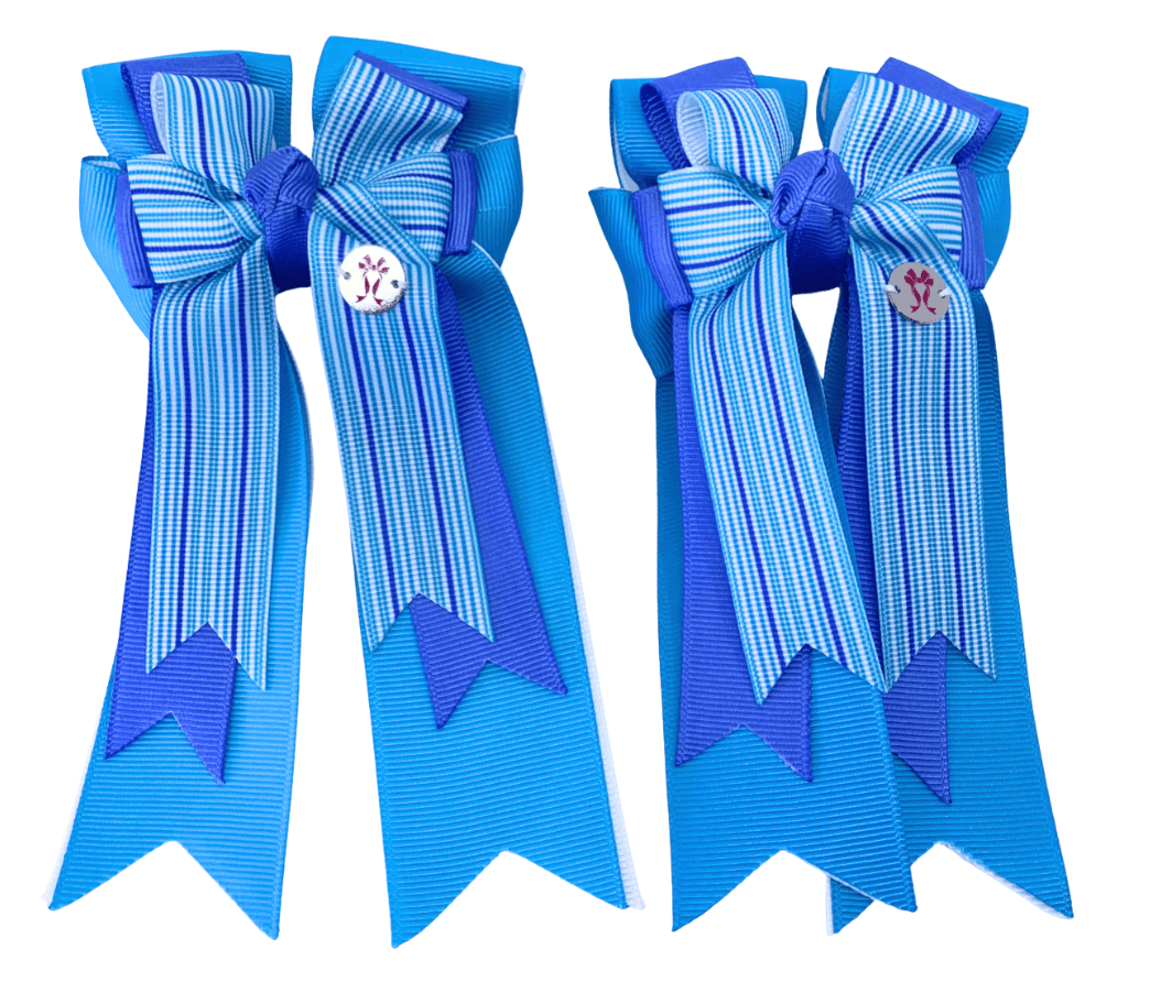 Ponytail Bows Online 3" Tails PonyTail Bows- Turqouise Pinstripes equestrian team apparel online tack store mobile tack store custom farm apparel custom show stable clothing equestrian lifestyle horse show clothing riding clothes PonyTail Bows- Turqouise Pinstripes horses equestrian tack store
