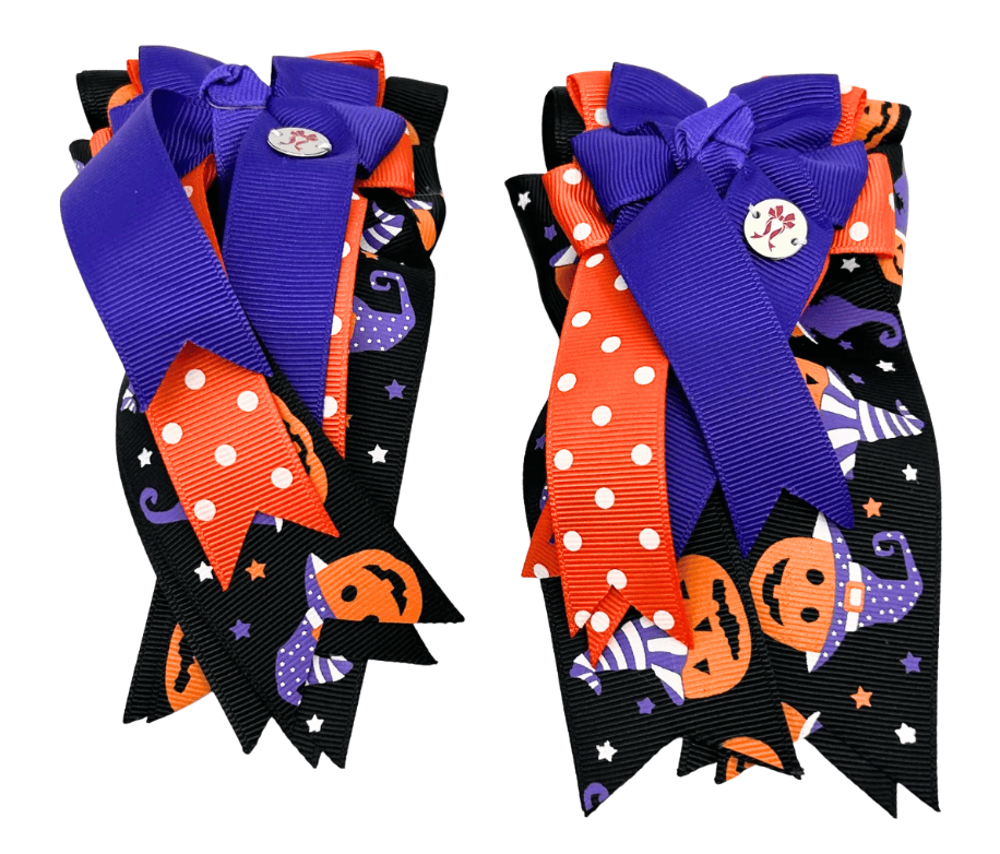 Ponytail Bows Online 3" Tails Jack O Lantern PonyTail Bows equestrian team apparel online tack store mobile tack store custom farm apparel custom show stable clothing equestrian lifestyle horse show clothing riding clothes Jack O Lantern PonyTail Bows horses equestrian tack store