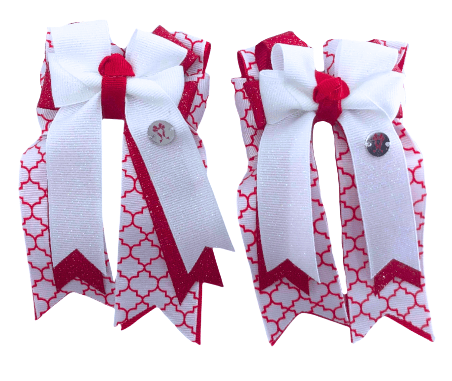 Ponytail Bows Online 3" Tails PonyTail Bows- Sparkle (Red Honeycomb) equestrian team apparel online tack store mobile tack store custom farm apparel custom show stable clothing equestrian lifestyle horse show clothing riding clothes PonyTail Bows- Sparkle (Red Honeycomb) horses equestrian tack store