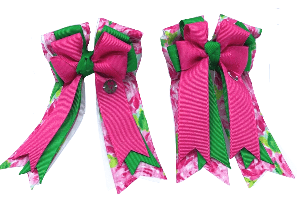Ponytail Bows Online 3" Tails Roses Are Hot Pink PonyTail Bows equestrian team apparel online tack store mobile tack store custom farm apparel custom show stable clothing equestrian lifestyle horse show clothing riding clothes Roses Are Hot Pink PonyTail Bows horses equestrian tack store