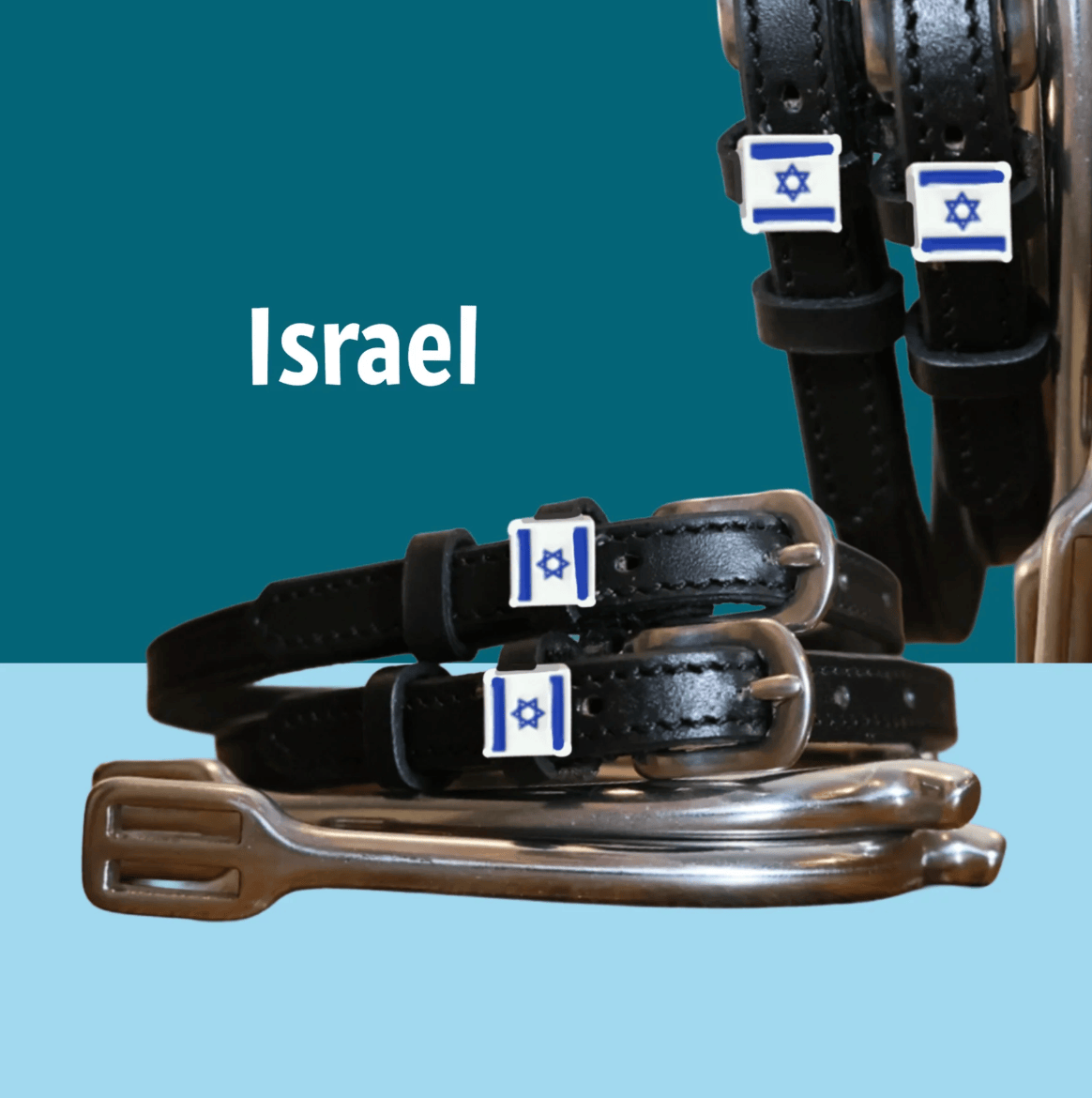 ManeJane Spur Straps Spur Straps- Flag (Israel) equestrian team apparel online tack store mobile tack store custom farm apparel custom show stable clothing equestrian lifestyle horse show clothing riding clothes ManeJane Frogger Spur Straps horses equestrian tack store