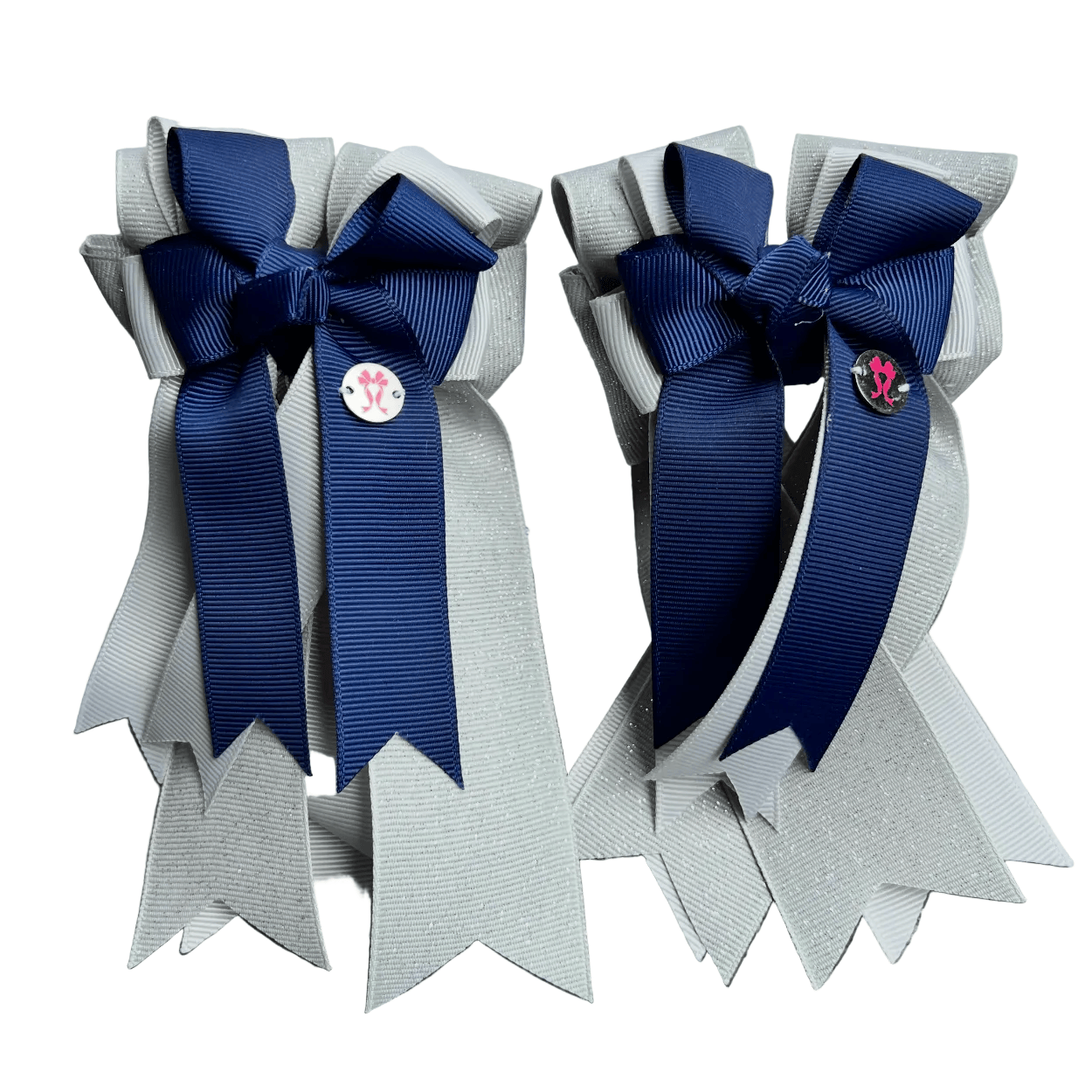 Ponytail Bows Online 3" Tails Navy Grey/Grey Sparkle - PonyTail Bows equestrian team apparel online tack store mobile tack store custom farm apparel custom show stable clothing equestrian lifestyle horse show clothing riding clothes Navy Grey/Grey Sparkle - PonyTail Bows horses equestrian tack store