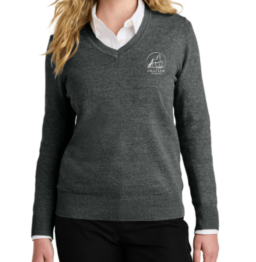 Fault Line Stables- Women's V-Neck Sweater