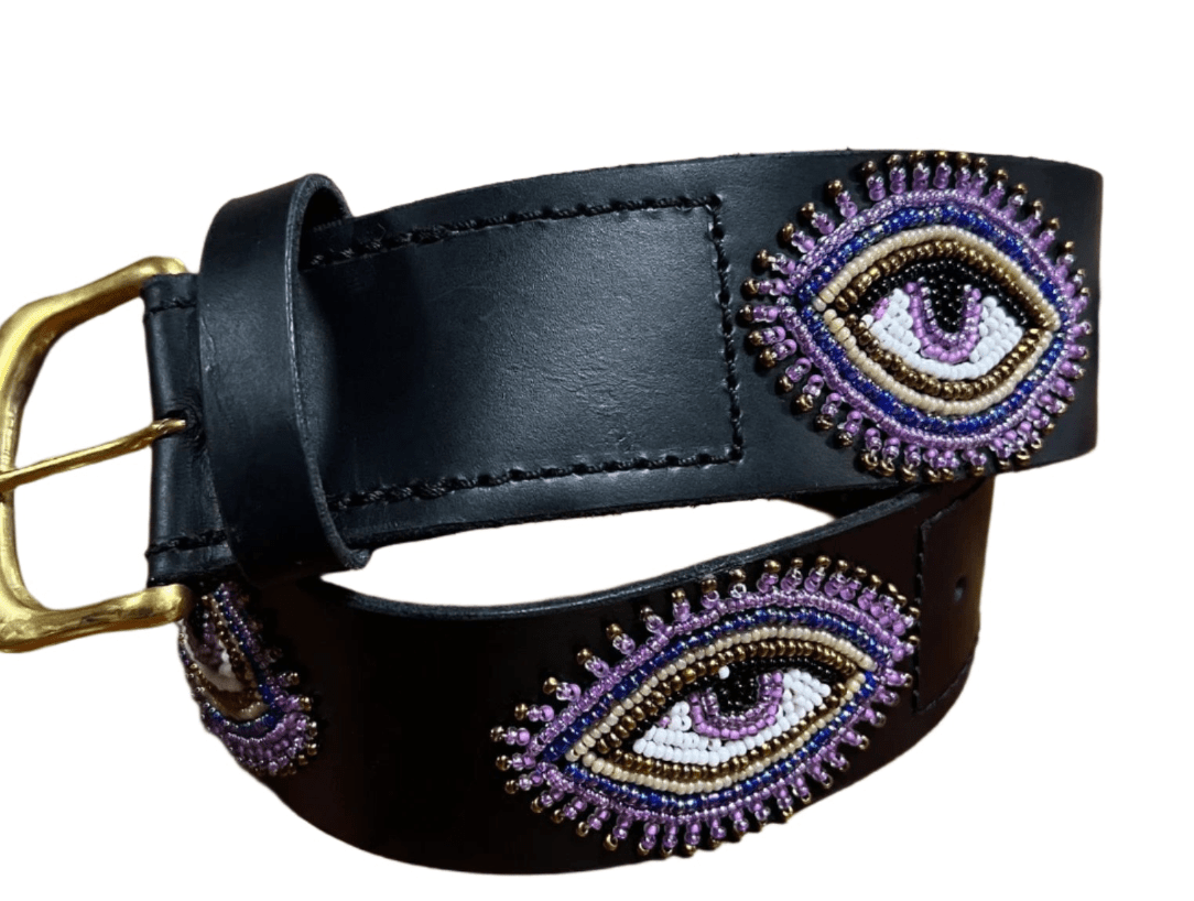 Zinj Designs Evil Eye Purple Belt- 1.75" Beaded Assorted Designs S equestrian team apparel online tack store mobile tack store custom farm apparel custom show stable clothing equestrian lifestyle horse show clothing riding clothes Belt- 1.75" Beaded Assorted Designs S horses equestrian tack store