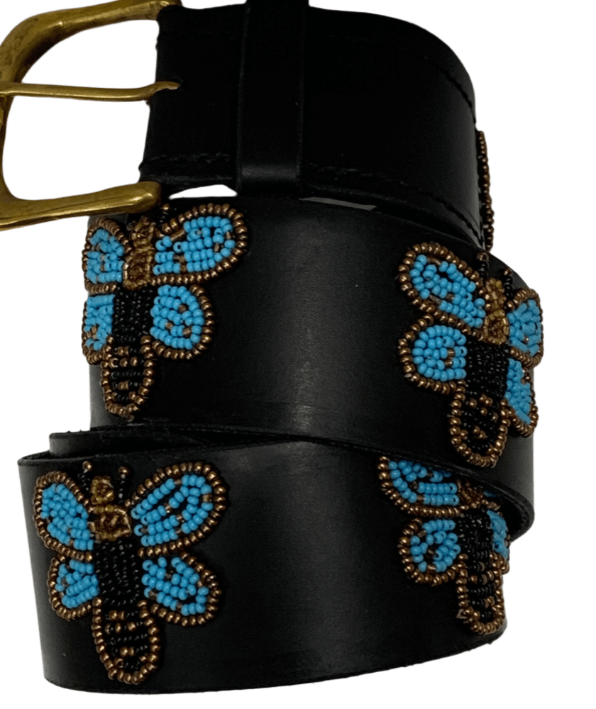 Zinj Designs Belt Butterfly blue Belt- 1.75" Beaded Assorted Designs XXS equestrian team apparel online tack store mobile tack store custom farm apparel custom show stable clothing equestrian lifestyle horse show clothing riding clothes Belt- 1.75" Beaded Assorted Designs XXS horses equestrian tack store