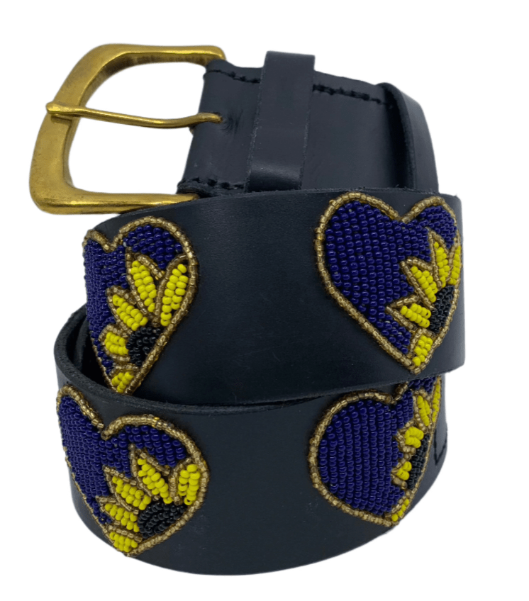 Zinj Designs Belt Blue Heart Sunflower Belt- 1.75" Beaded Assorted Designs XXS equestrian team apparel online tack store mobile tack store custom farm apparel custom show stable clothing equestrian lifestyle horse show clothing riding clothes Belt- 1.75" Beaded Assorted Designs XXS horses equestrian tack store