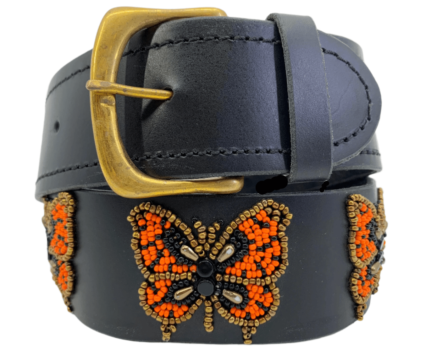Zinj Designs Orange Butterfly Belt- 1.75" Beaded Assorted Designs XS/S equestrian team apparel online tack store mobile tack store custom farm apparel custom show stable clothing equestrian lifestyle horse show clothing riding clothes Belt- 1.75" Beaded Assorted Designs XS/S horses equestrian tack store