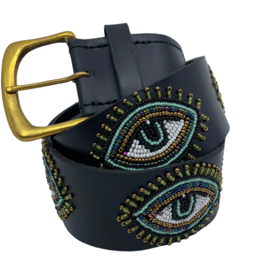 Zinj Designs Evil eye with Turquoise Belt- 1.75" Beaded Assorted Designs XS equestrian team apparel online tack store mobile tack store custom farm apparel custom show stable clothing equestrian lifestyle horse show clothing riding clothes Belt- 1.75" Beaded Assorted Designs XS horses equestrian tack store