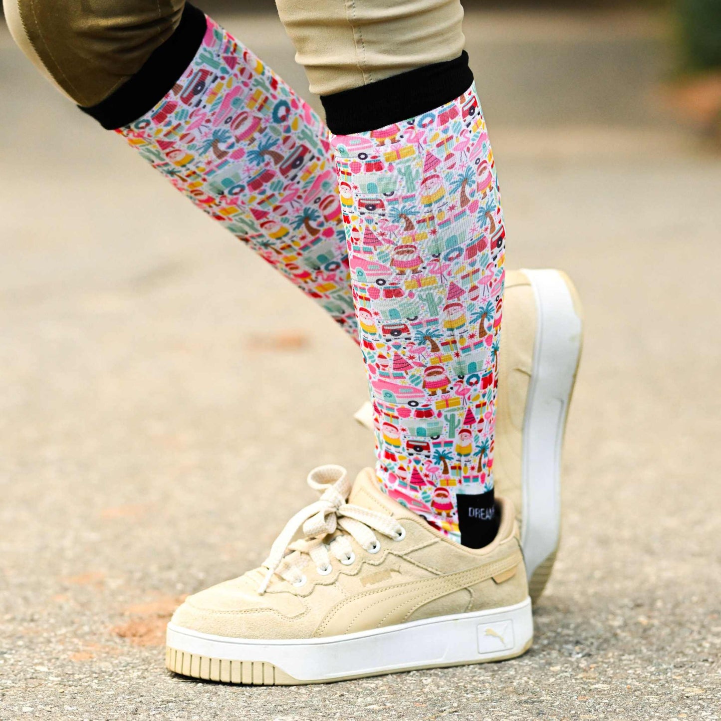 dreamers & schemers Boot Sock Dreamers & Schemers- Deck The Palms equestrian team apparel online tack store mobile tack store custom farm apparel custom show stable clothing equestrian lifestyle horse show clothing riding clothes Unicorns & Fluffy Clouds Horse Riding Boot Socks horses equestrian tack store