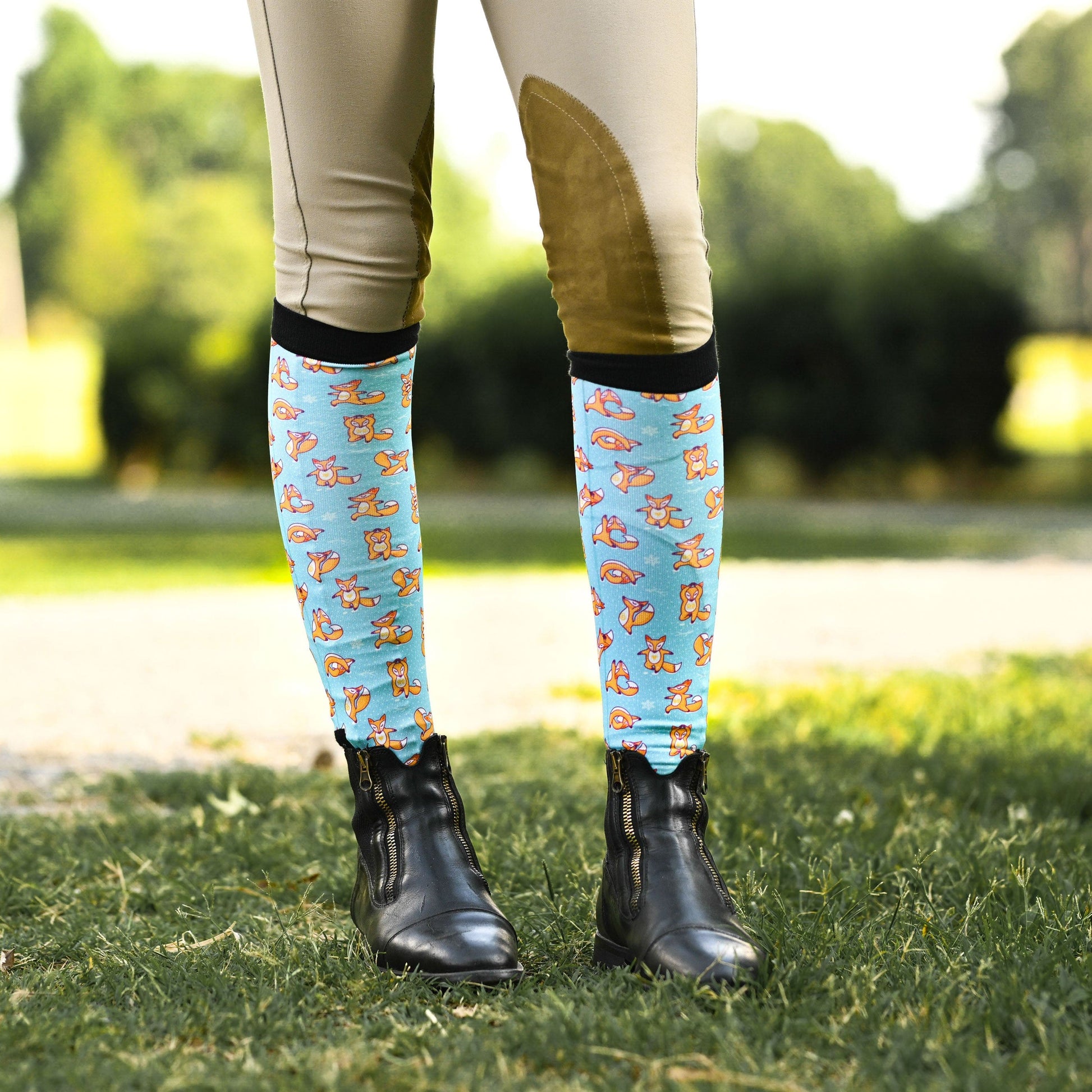 dreamers & schemers Boot Sock Dreamers & Schemers- Foxy Flex equestrian team apparel online tack store mobile tack store custom farm apparel custom show stable clothing equestrian lifestyle horse show clothing riding clothes Unicorns & Fluffy Clouds Horse Riding  Boot Socks horses equestrian tack store