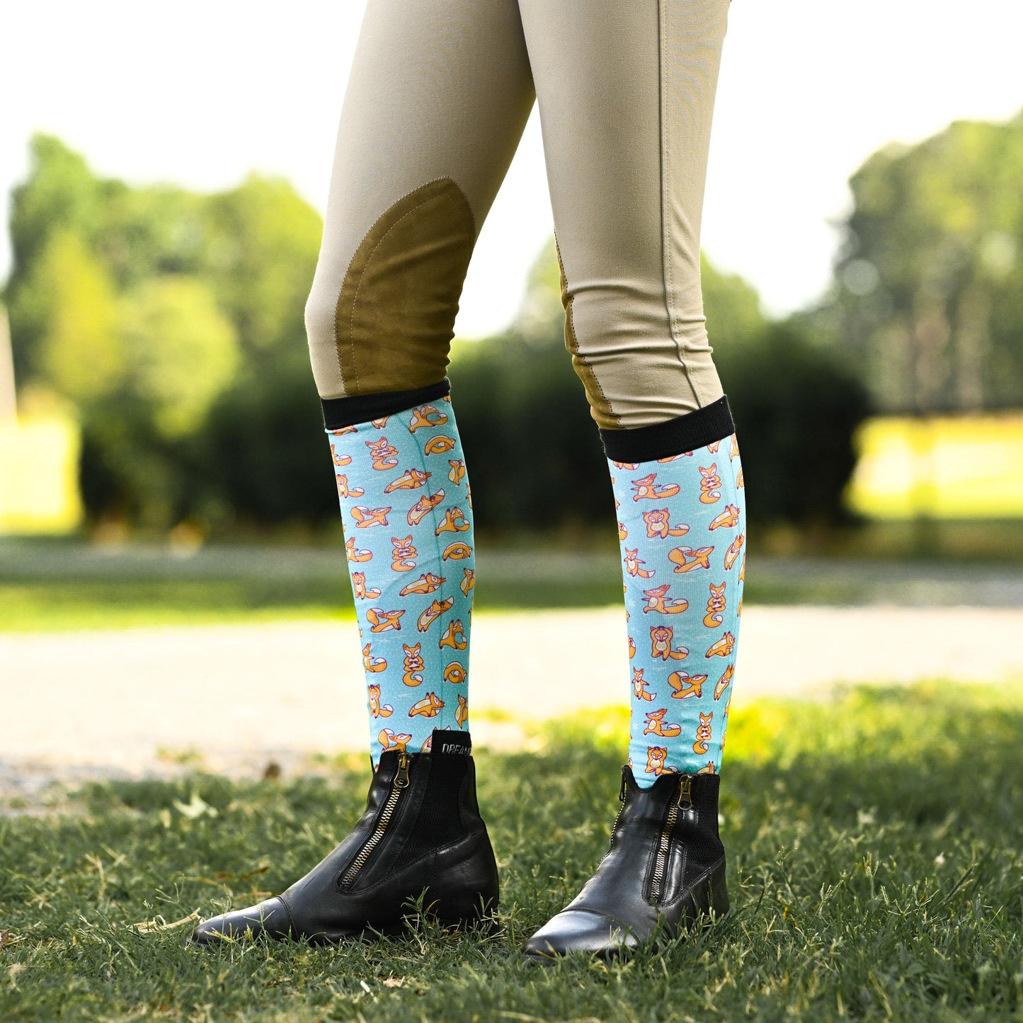dreamers & schemers Boot Sock Dreamers & Schemers- Foxy Flex equestrian team apparel online tack store mobile tack store custom farm apparel custom show stable clothing equestrian lifestyle horse show clothing riding clothes Unicorns & Fluffy Clouds Horse Riding  Boot Socks horses equestrian tack store