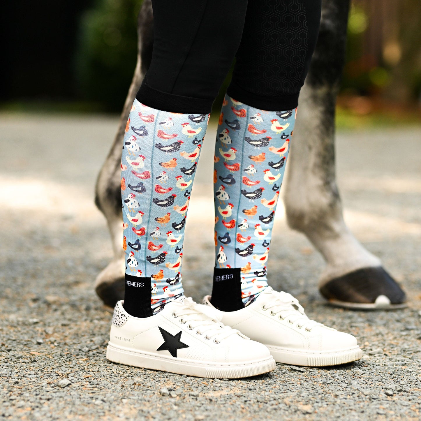 dreamers & schemers Boot Sock Dreamers & Schemers- Hen House equestrian team apparel online tack store mobile tack store custom farm apparel custom show stable clothing equestrian lifestyle horse show clothing riding clothes Unicorns & Fluffy Clouds Horse Riding  Boot Socks horses equestrian tack store