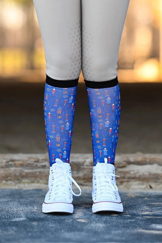 dreamers & schemers Boot Sock Dreamers & Schemers- Holiday BOOM equestrian team apparel online tack store mobile tack store custom farm apparel custom show stable clothing equestrian lifestyle horse show clothing riding clothes Unicorns & Fluffy Clouds Horse Riding  Boot Socks horses equestrian tack store