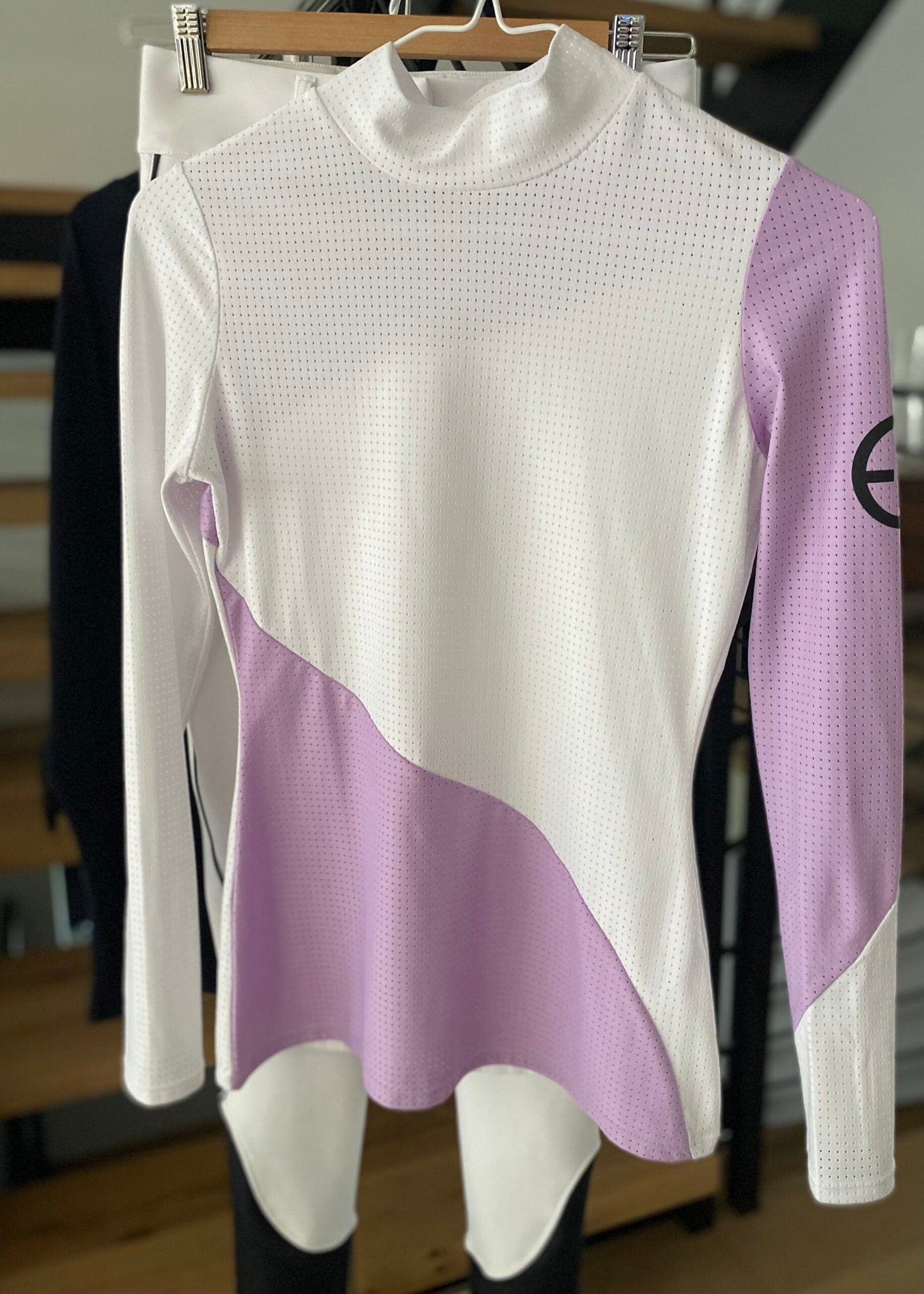 EquestrianClub Training Shirt EquestrianClub- Bella Turtleneck Lilac & White equestrian team apparel online tack store mobile tack store custom farm apparel custom show stable clothing equestrian lifestyle horse show clothing riding clothes EquestrianClub- Bella Turtleneck Lilac & White horses equestrian tack store