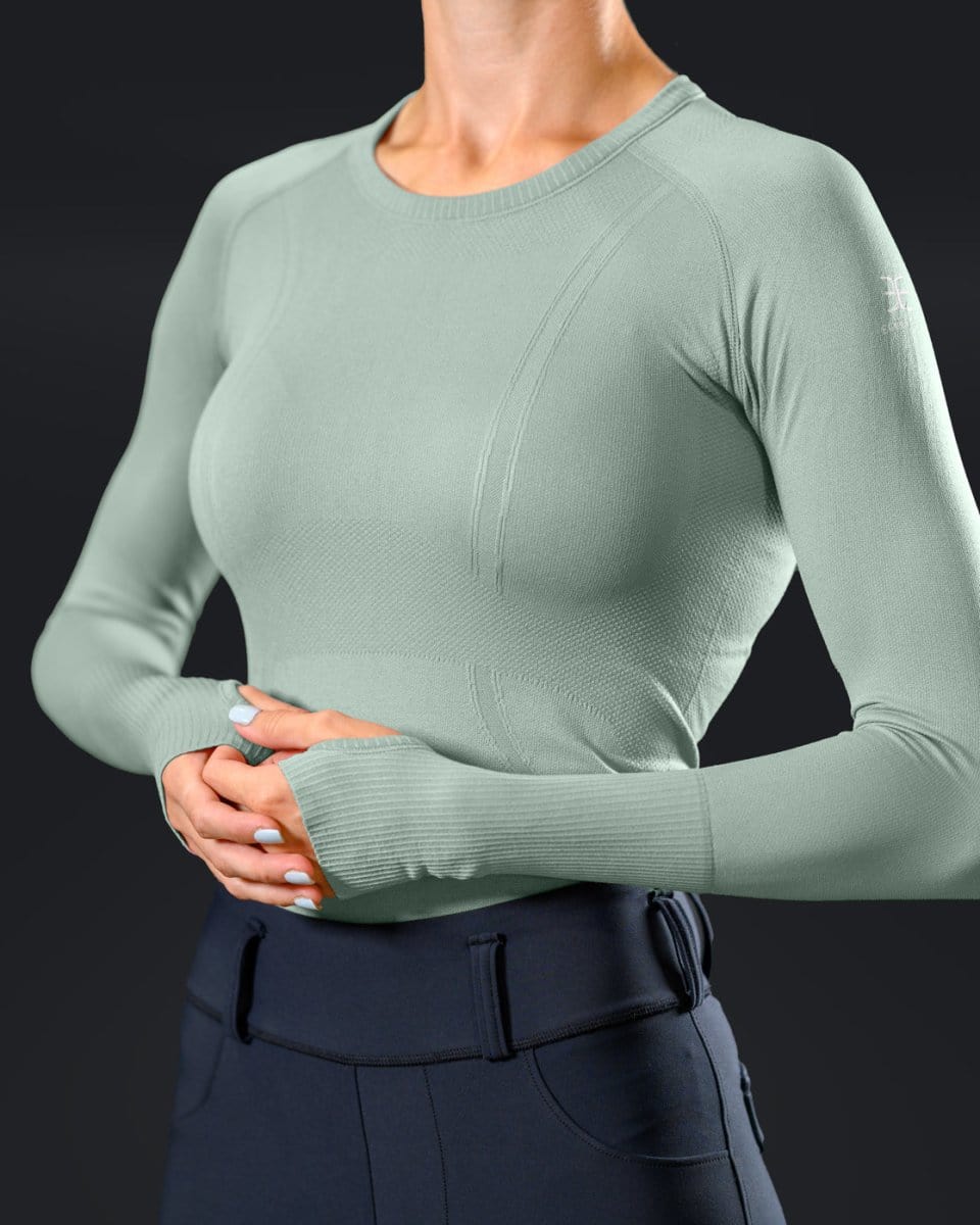 Equestly Women's Shirt XS/S (4) Equestly- Lux Seamless Top LS Matcha equestrian team apparel online tack store mobile tack store custom farm apparel custom show stable clothing equestrian lifestyle horse show clothing riding clothes horses equestrian tack store