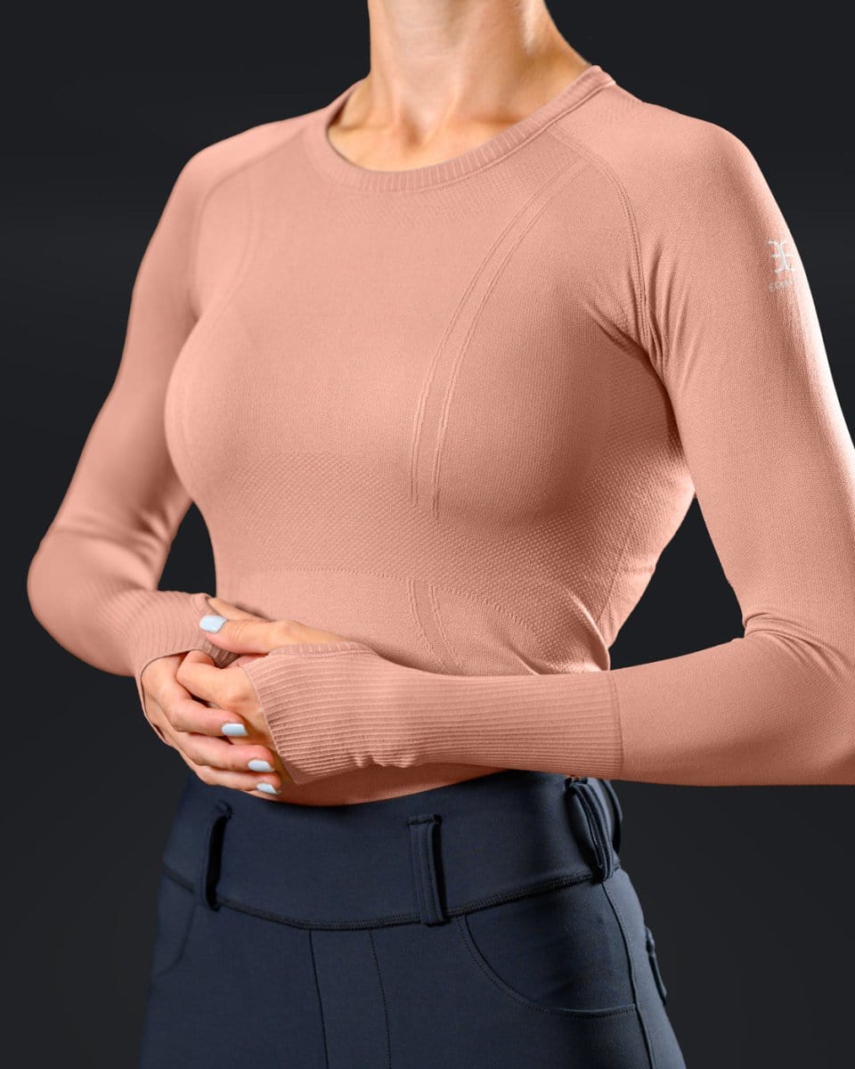 Equestly Women's Shirt XS/S (4) Equestly- Lux Seamless Top LS Peach equestrian team apparel online tack store mobile tack store custom farm apparel custom show stable clothing equestrian lifestyle horse show clothing riding clothes horses equestrian tack store