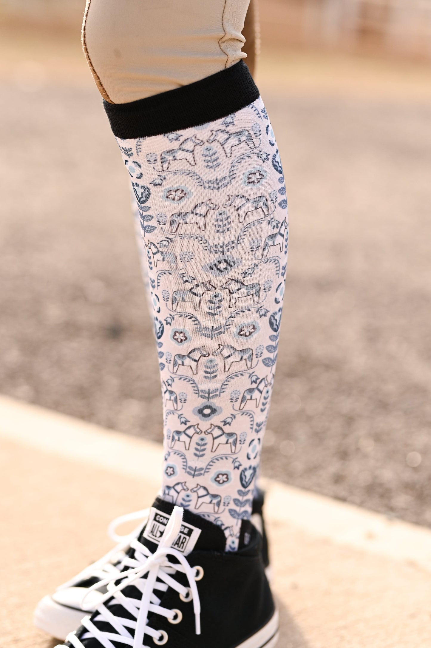 dreamers & schemers Boot Sock Dreamers & Schemers- Pony Mac Blue Dala Horse equestrian team apparel online tack store mobile tack store custom farm apparel custom show stable clothing equestrian lifestyle horse show clothing riding clothes Unicorns & Fluffy Clouds Horse Riding Boot Socks horses equestrian tack store