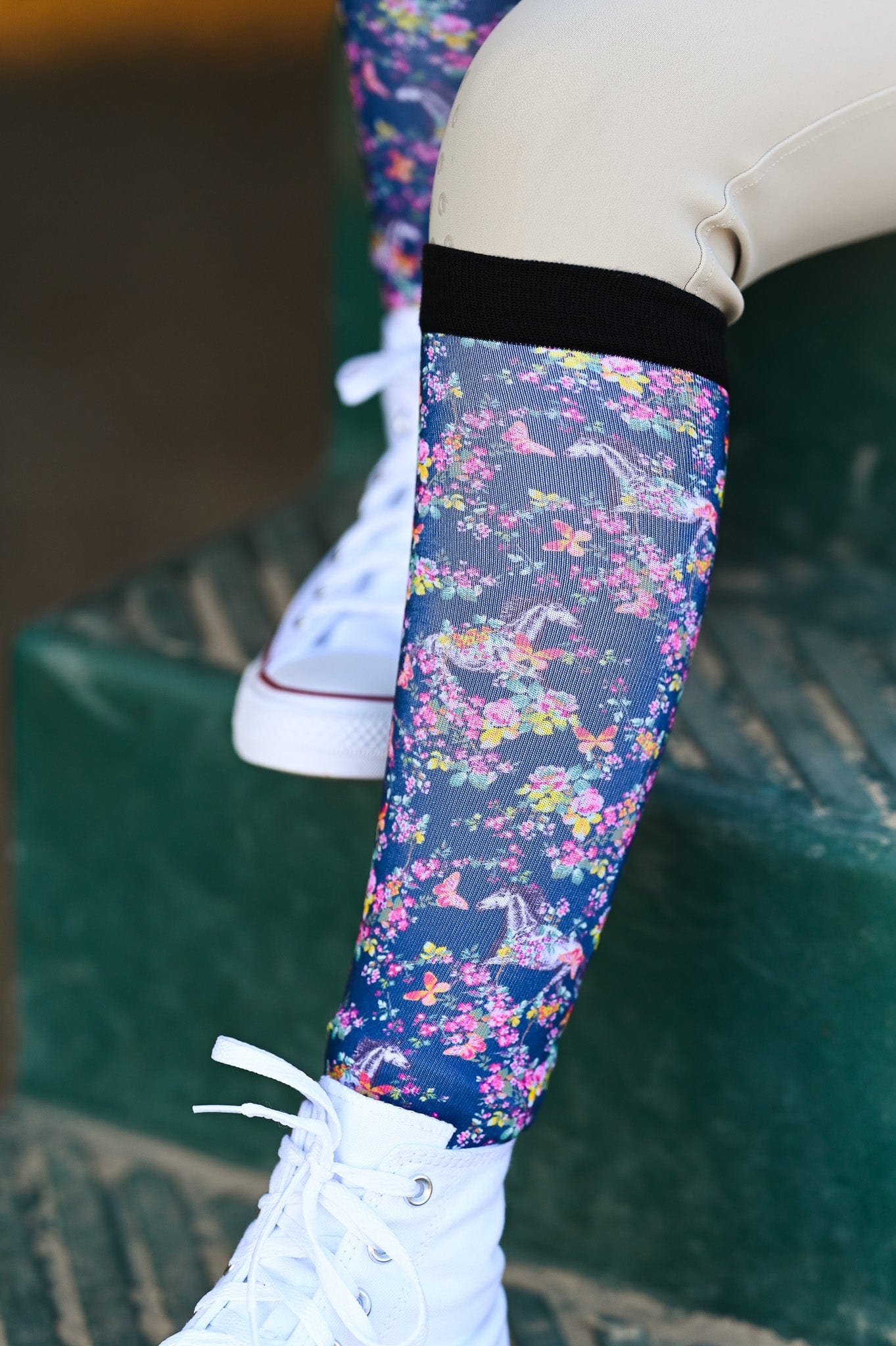 dreamers & schemers Boot Sock Dreamers & Schemers- Pony Mac Blue Floral Horse equestrian team apparel online tack store mobile tack store custom farm apparel custom show stable clothing equestrian lifestyle horse show clothing riding clothes Unicorns & Fluffy Clouds Horse Riding Boot Socks horses equestrian tack store