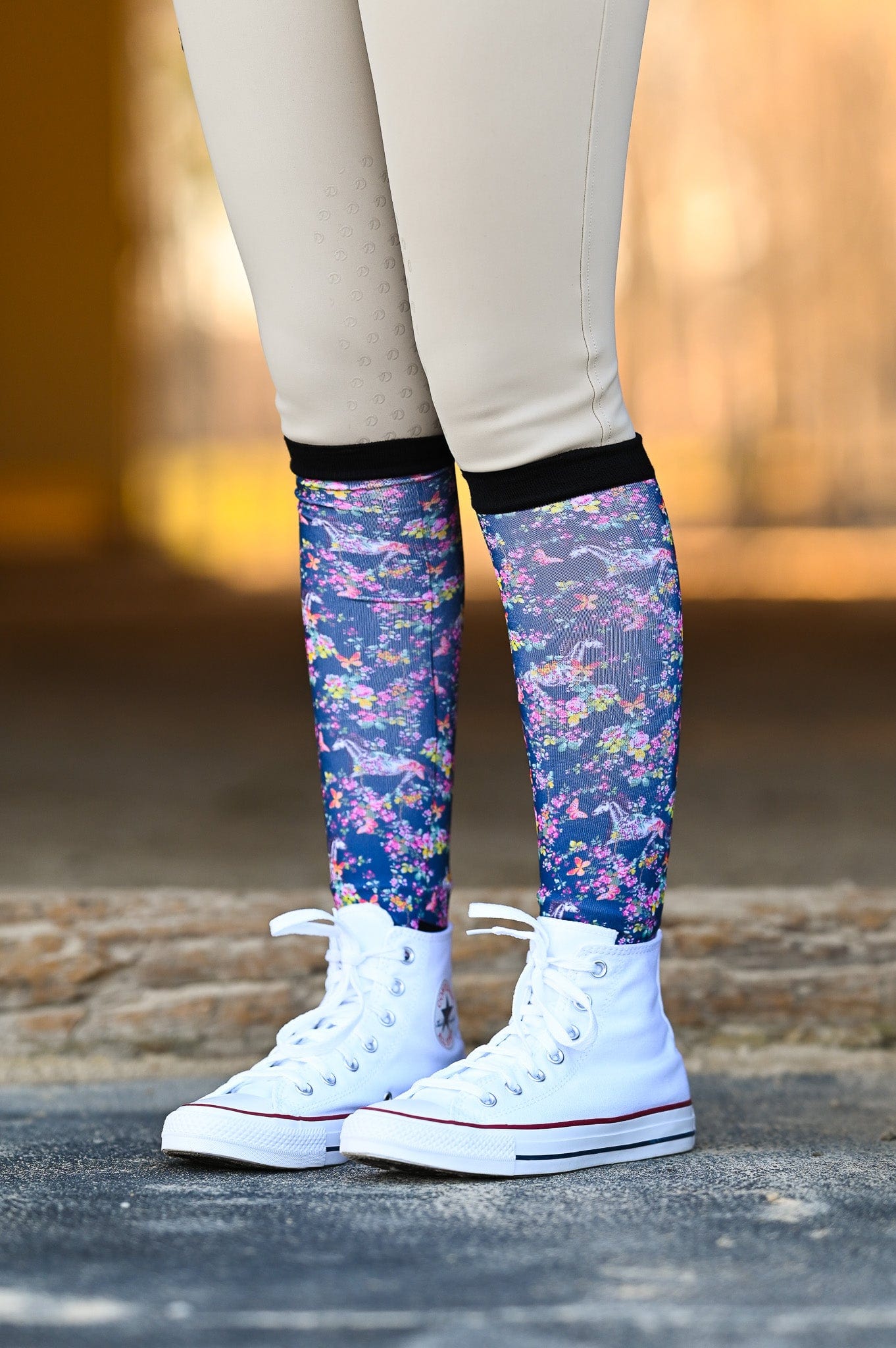 dreamers & schemers Boot Sock Dreamers & Schemers- Pony Mac Blue Floral Horse equestrian team apparel online tack store mobile tack store custom farm apparel custom show stable clothing equestrian lifestyle horse show clothing riding clothes Unicorns & Fluffy Clouds Horse Riding Boot Socks horses equestrian tack store