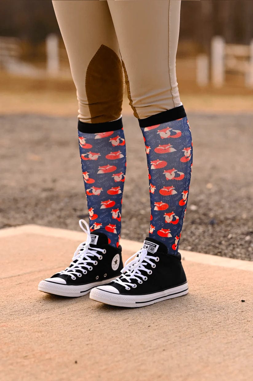 dreamers & schemers Boot Sock Dreamers & Schemers- Safety Deposit Fox equestrian team apparel online tack store mobile tack store custom farm apparel custom show stable clothing equestrian lifestyle horse show clothing riding clothes Unicorns & Fluffy Clouds Horse Riding Boot Socks horses equestrian tack store