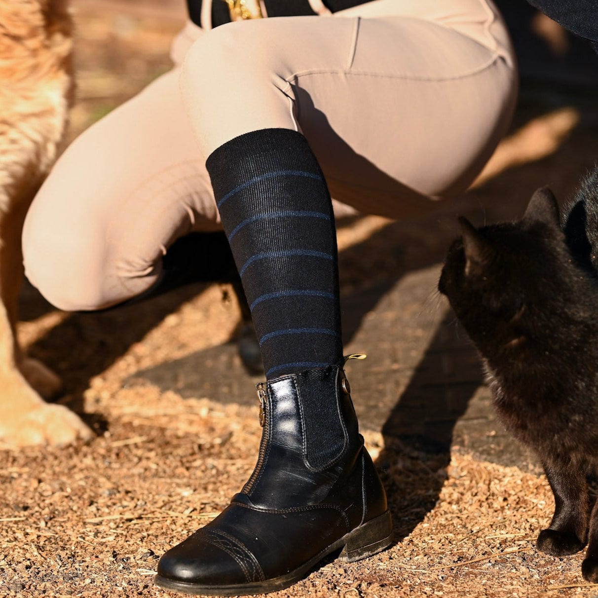 dreamers & schemers Boot Sock Black/Navy Stripes Dreamers & Schemers- Simple Stripes Knit Socks equestrian team apparel online tack store mobile tack store custom farm apparel custom show stable clothing equestrian lifestyle horse show clothing riding clothes Dreamers & Schemers- Simple Stripes Knit Socks horses equestrian tack store