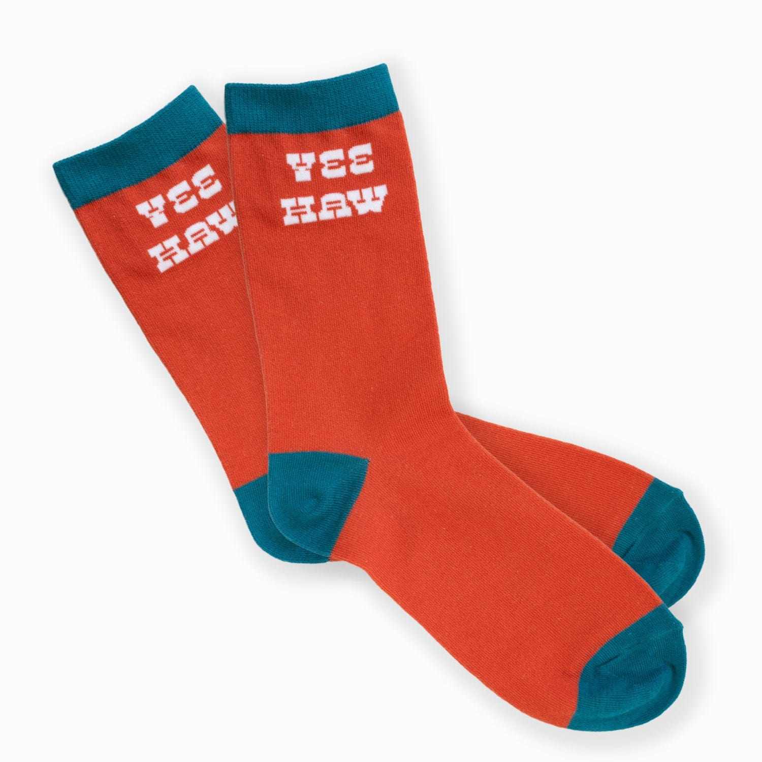 dreamers & schemers Boot Sock Yee Haw (Orange) Dreamers & Schemers-  Crew Socks equestrian team apparel online tack store mobile tack store custom farm apparel custom show stable clothing equestrian lifestyle horse show clothing riding clothes Unicorns & Fluffy Clouds Horse Riding  Boot Socks horses equestrian tack store