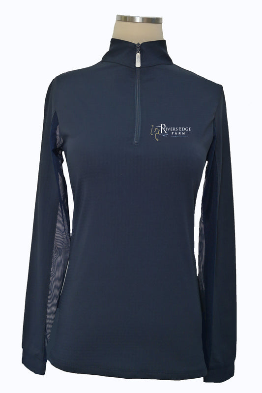 Equestrian Team Apparel Custom Team Shirts Youth 8/10 Rivers Edge Farm Navy Sunshirt equestrian team apparel online tack store mobile tack store custom farm apparel custom show stable clothing equestrian lifestyle horse show clothing riding clothes horses equestrian tack store