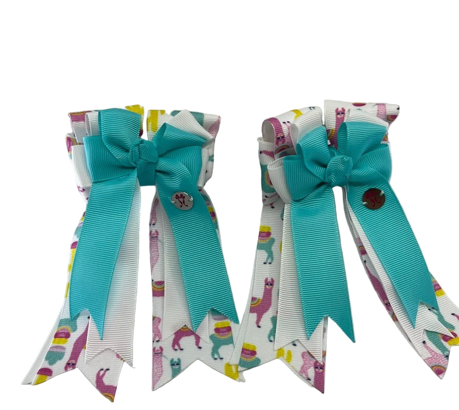 PonyTail Bows 3" Tails Drama Llama-Blue PonyTail Bows equestrian team apparel online tack store mobile tack store custom farm apparel custom show stable clothing equestrian lifestyle horse show clothing riding clothes PonyTail Bows | Equestrian Hair Accessories horses equestrian tack store