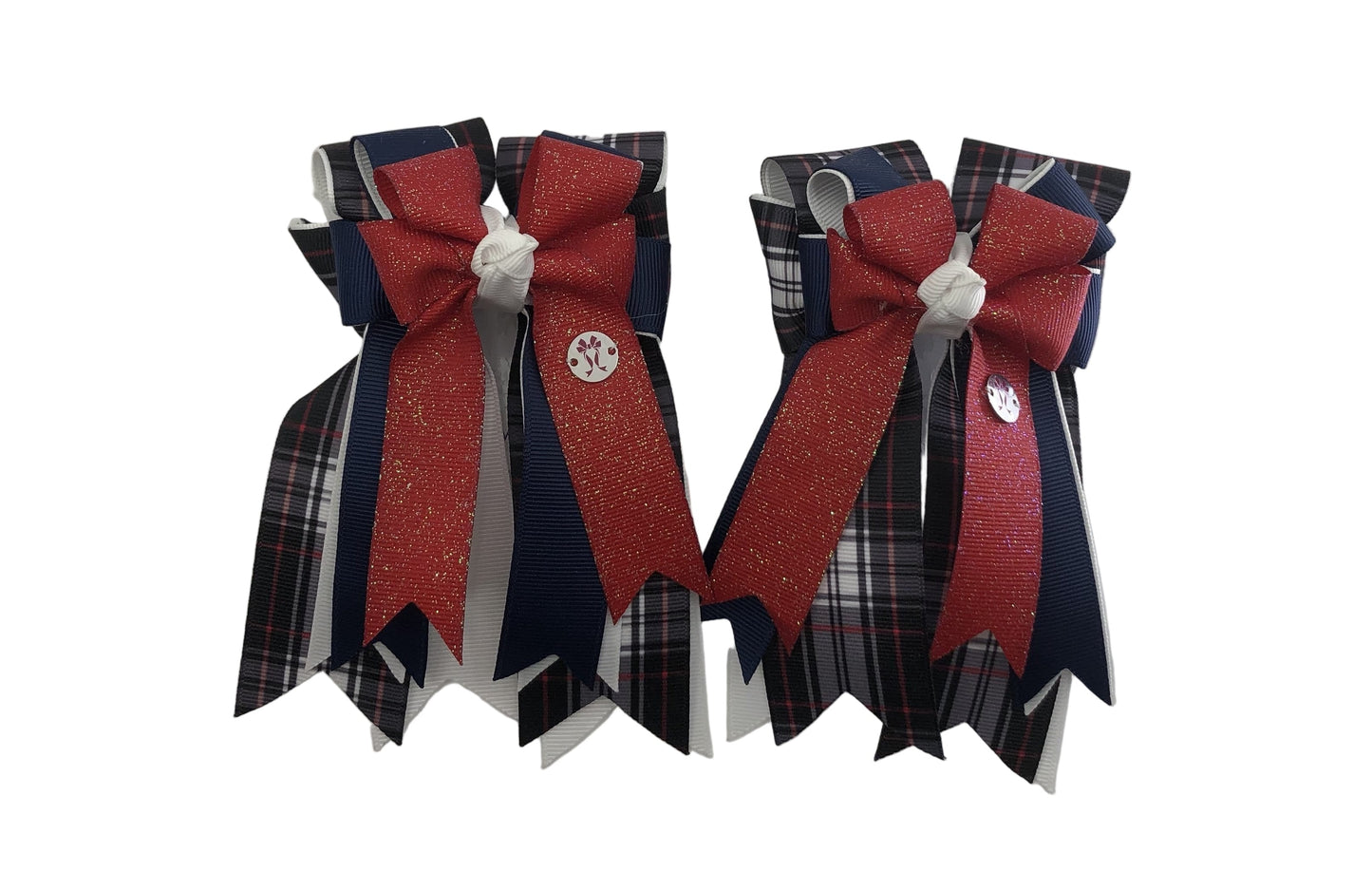 PonyTail Bows 3" Tails Black Plaid/Red Topper PonyTail Bows equestrian team apparel online tack store mobile tack store custom farm apparel custom show stable clothing equestrian lifestyle horse show clothing riding clothes PonyTail Bows | Equestrian Hair Accessories horses equestrian tack store