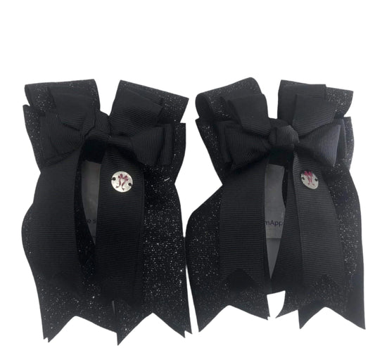 PonyTail Bows 3" Tails Black Solid PonyTail Bows equestrian team apparel online tack store mobile tack store custom farm apparel custom show stable clothing equestrian lifestyle horse show clothing riding clothes Abbie Horse Show Bows | PonyTail Bows | Equestrian Hair Accessories horses equestrian tack store