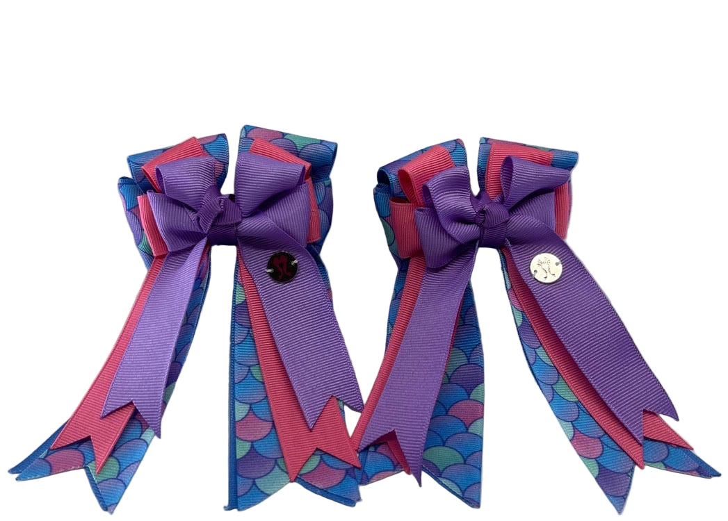 PonyTail Bows 3" Tails Under the Sea- Purple/Pink PonyTail Bows equestrian team apparel online tack store mobile tack store custom farm apparel custom show stable clothing equestrian lifestyle horse show clothing riding clothes PonyTail Bows | Equestrian Hair Accessories horses equestrian tack store