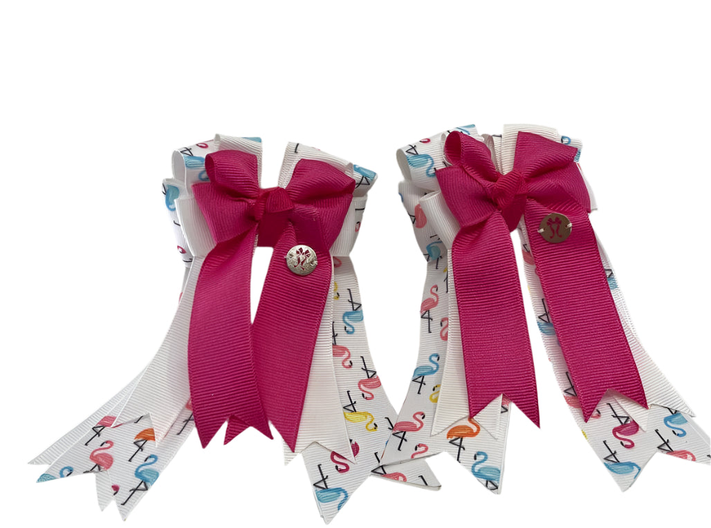 PonyTail Bows 3" Tails Flamingos For Days- Hot Pink PonyTail Bows equestrian team apparel online tack store mobile tack store custom farm apparel custom show stable clothing equestrian lifestyle horse show clothing riding clothes PonyTail Bows | Equestrian Hair Accessories horses equestrian tack store