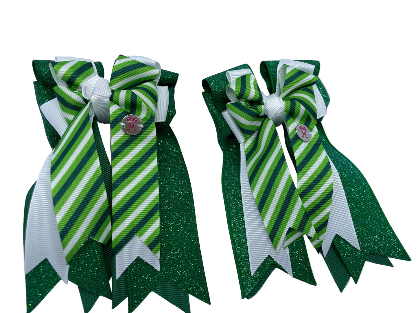 PonyTail Bows 3" Tails Candy Cane Green PonyTail Bows equestrian team apparel online tack store mobile tack store custom farm apparel custom show stable clothing equestrian lifestyle horse show clothing riding clothes PonyTail Bows | Equestrian Hair Accessories horses equestrian tack store